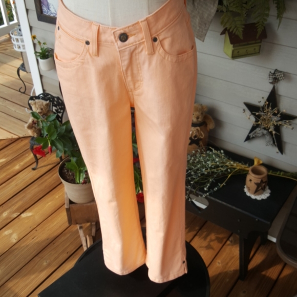 AURA ♡ Gorgeous Vintage Thick Cotton Peachy Orange Cropped Pant Capris 2P Avg - Picture 14 of 17